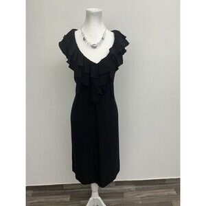 Tiana B Women’s Dress Sleeveless Size 1XL Ruffled Double V Neck Black Pullover